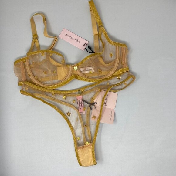 Agent Provocateur Zadi Gold Star Set 36C/4 NWT - Picture 7 of 12